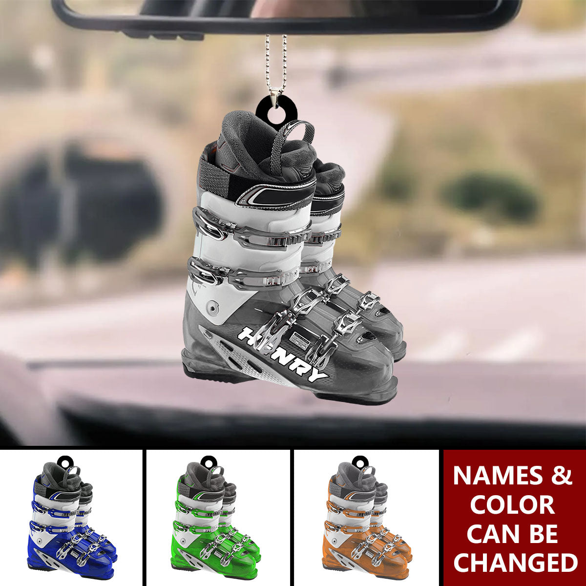 Winter Skiing Boots Personalized Ornament, Gift For Skiing Lovers