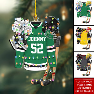 Hockey Apparel and Equipment Personalized Christmas Acrylic Ornament