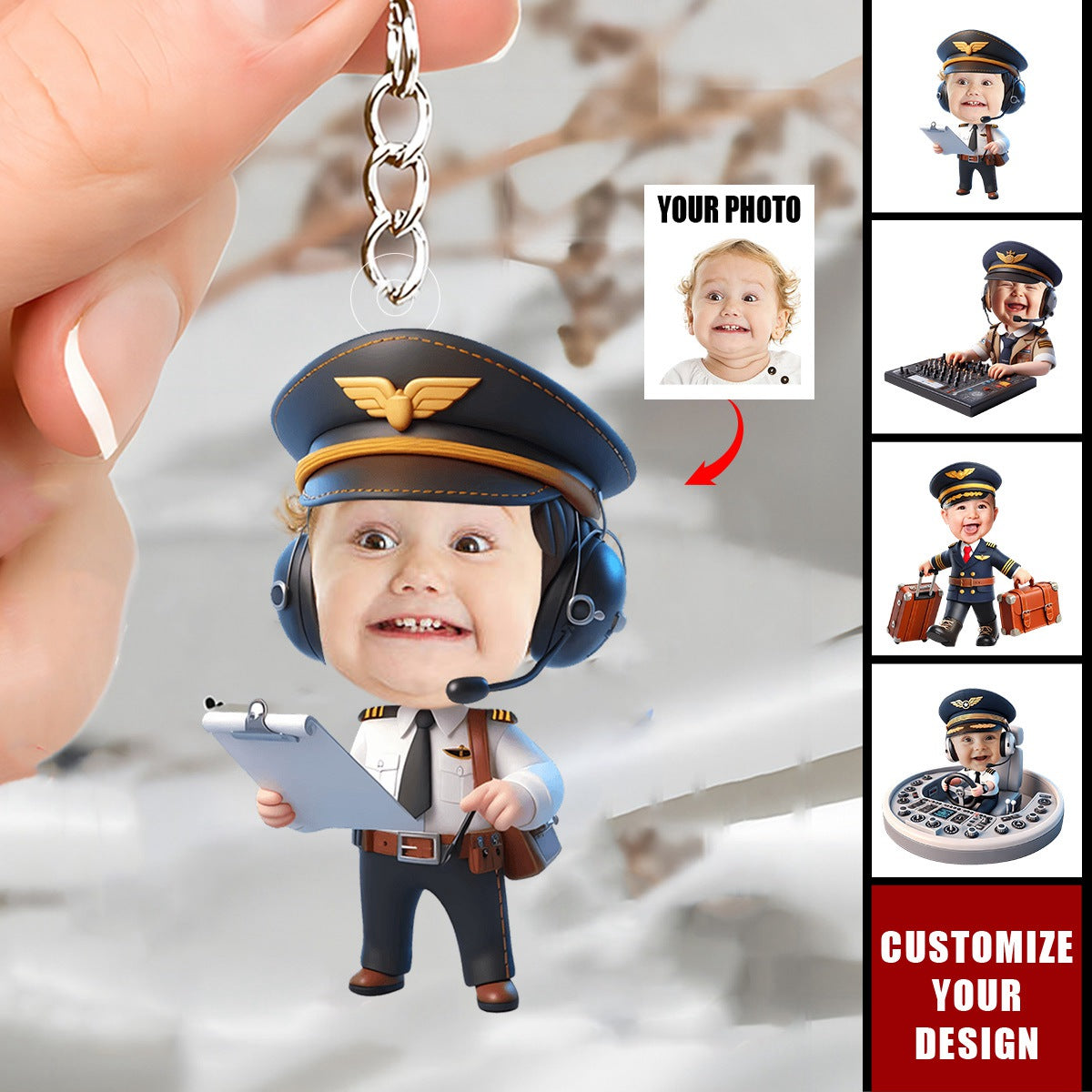 Custom Photo Gifts For Pilot Baby Personalized Keychain