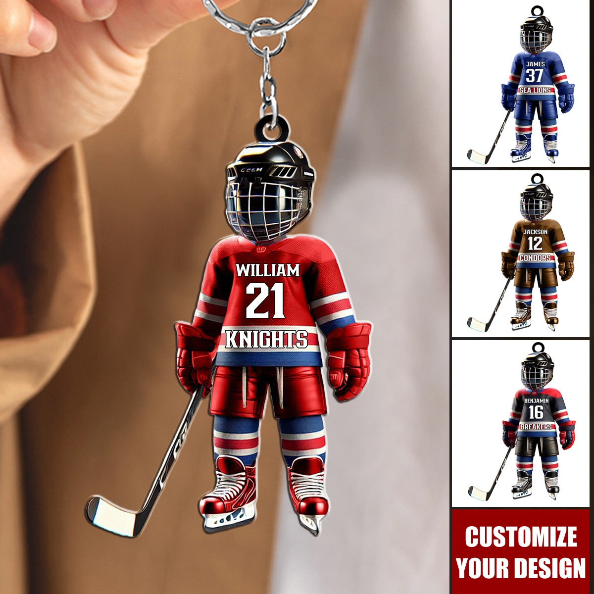 Hockey Player - Personalized Acrylic Keychain