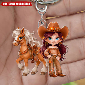 Cute Equestrian Girl - Personalized Acrylic Keychain