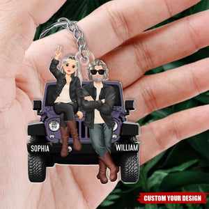 Crazy Off-road Couple Personalized Acrylic Keychain, Gift For Off-road Lovers