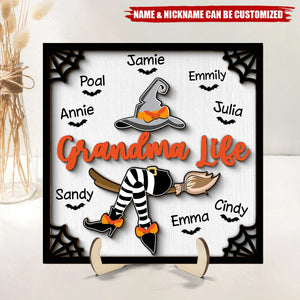 Grandma Witch Halloween Personalized 2-Layer Wooden Plaque, Gift For Grandma