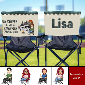 My Coffee And Campfire Camping Chair - Personalized Folding Chair Cover