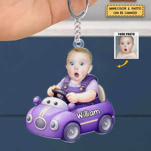 Personalized Cute Car Kids Photo Keychain