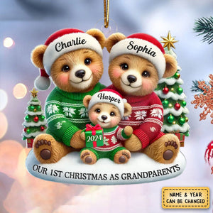 3D Effect Bears Our First Christmas As Grandparents Personalized Acrylic Ornament, Christmas Gift For New Grandparents