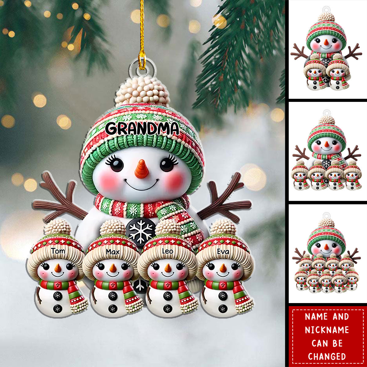 Personalized Grandma Snowman Ornament