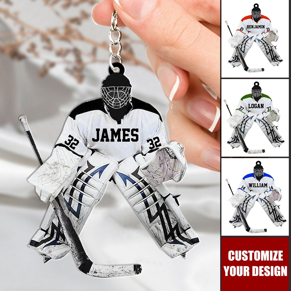 Hockey Goalie - Personalized Acrylic Keychain, Gift for Hockey Players