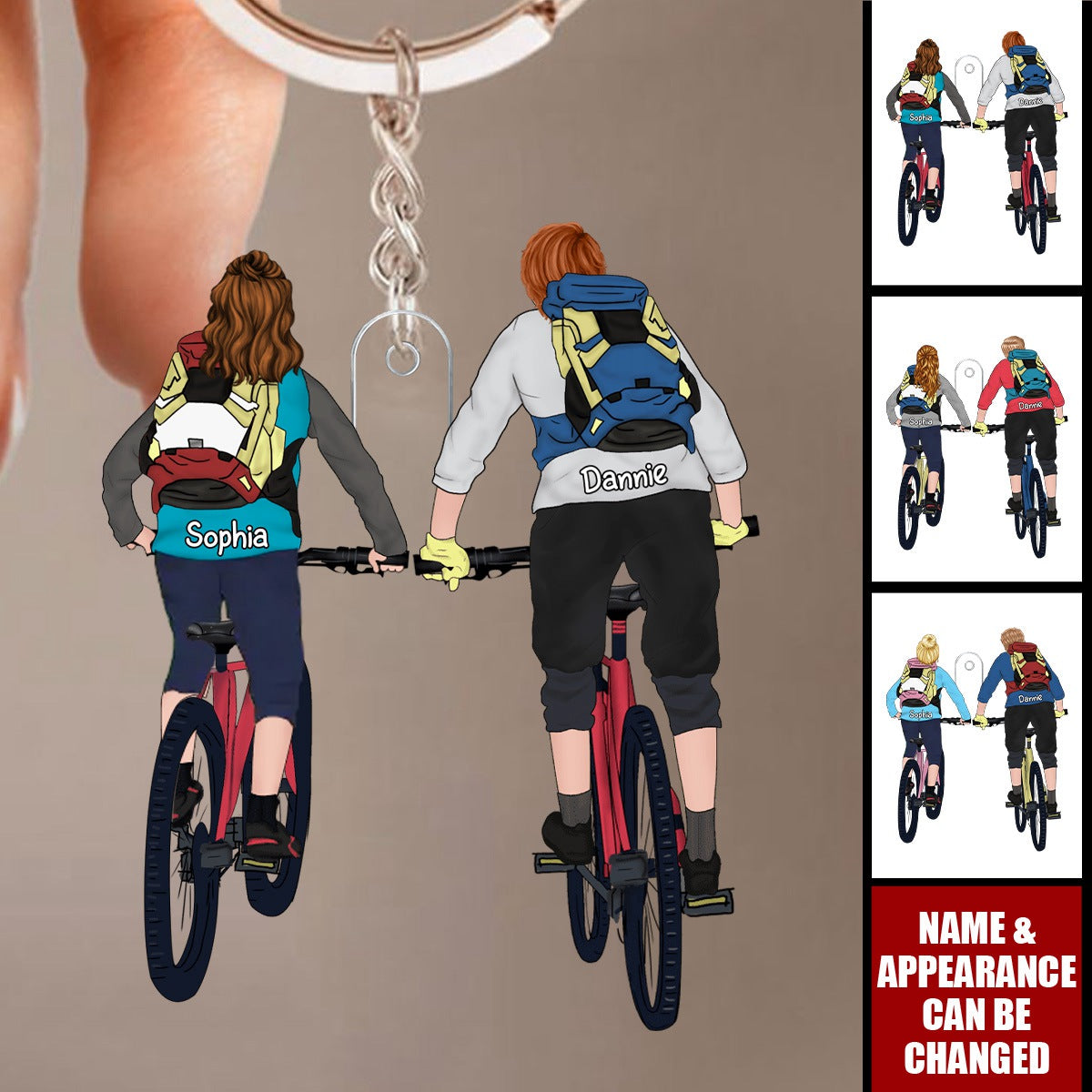 Cycling Couple - Personalized Couples Keychain - Gift For Couples, Friends, Cycling Lovers