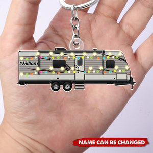 Personalized Camping Xmas Acrylic Keychain - Gift Idea For Family, Camping Lover