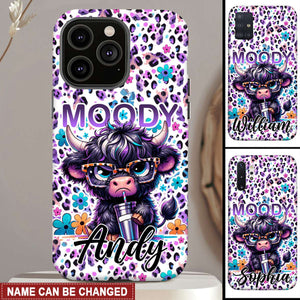 Moody Cow - Enter Name Personalized Phone Case