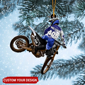 Fierce Motocross Racer Personalized Christmas Ornament, Gift For Motocross Lovers