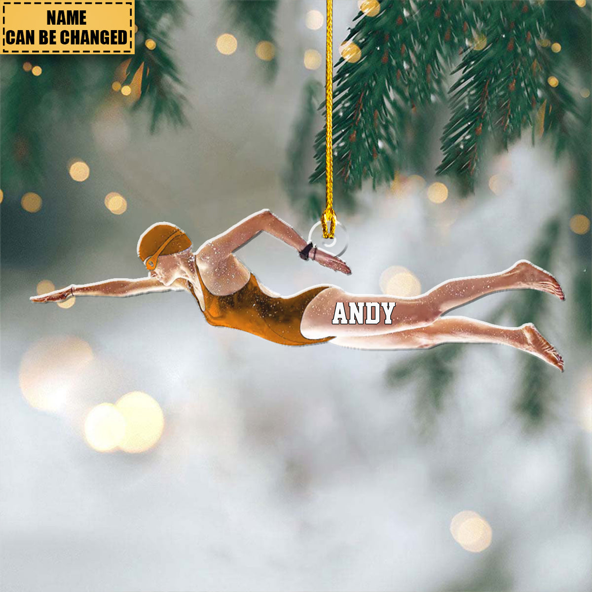 Female Swimmer Personalized Christmas Ornament, Christmas Gift For Swimmer