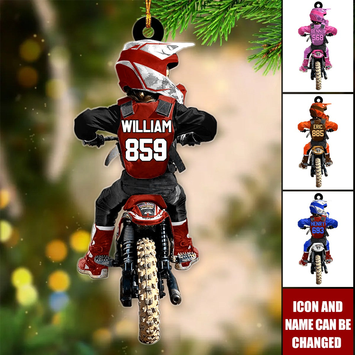 Personalized Motocross Racing Christmas Ornament - Gift For Motocross Racer Son Daughter