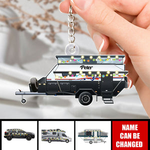 Personalized Camping Xmas Acrylic Keychain - Gift Idea For Family, Camping Lover