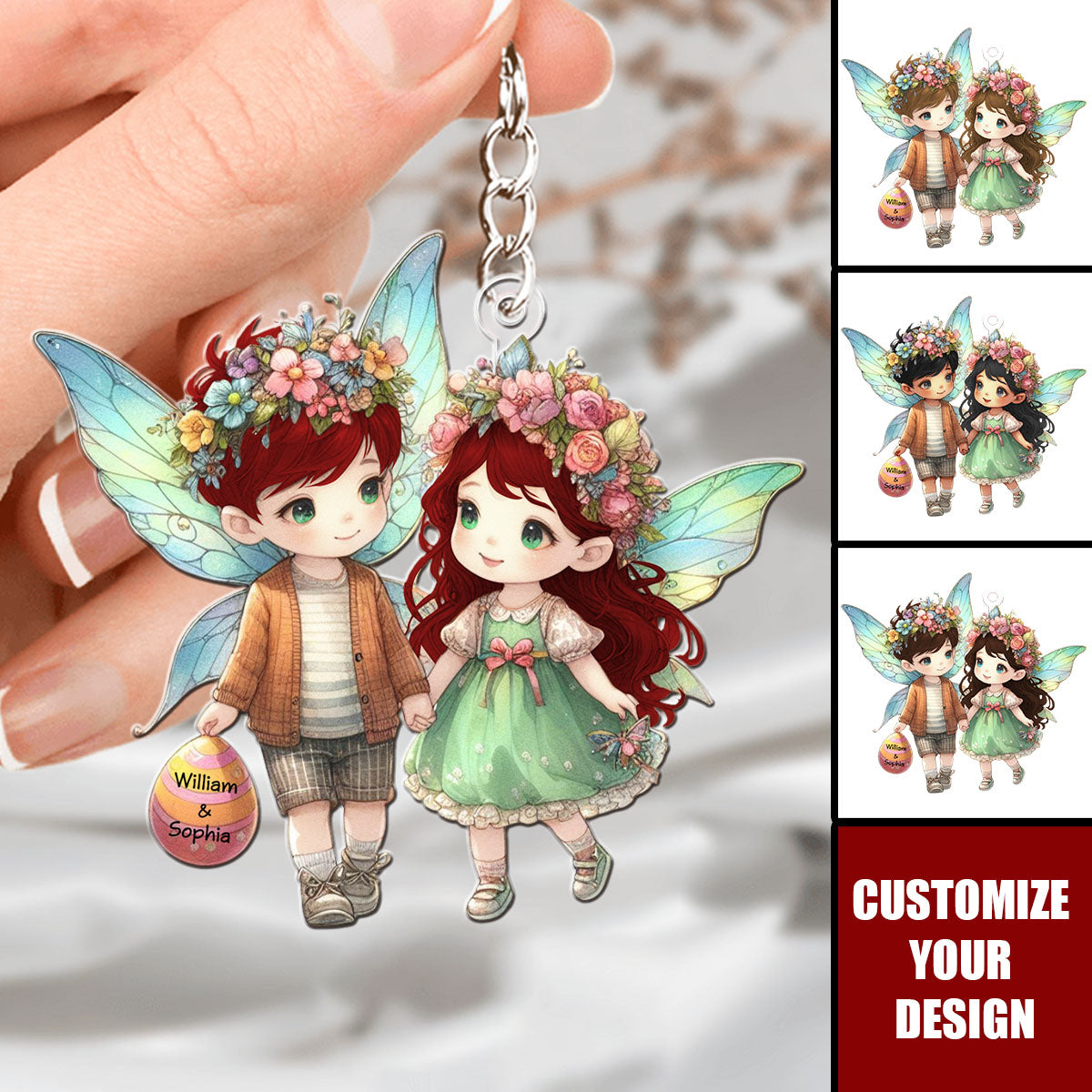 Easter Cute Doll Couple - Personalized Acrylic Keychain