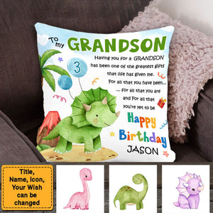 Gift For Grandson Dinosaur The Greatest Gift Pillow