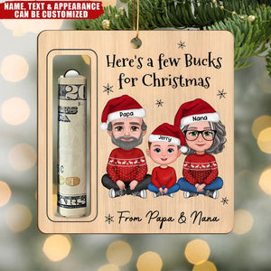 Here's A Few Bucks For Christmas For Grandchildren From Grandparents Personalized Money Holder Ornament