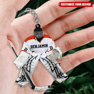 Hockey Goalie - Personalized Acrylic Keychain, Gift for Hockey Players