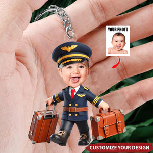 Custom Photo Gifts For Pilot Baby Personalized Keychain