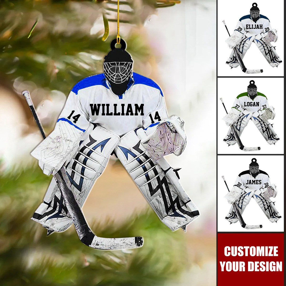 Hockey Goalie - Personalized Acrylic Christmas Ornament, Gift for Hockey Players