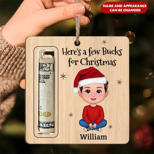 Here's A Few Bucks For Christmas Cute Kid Personalized Holiday Money Holder Ornament