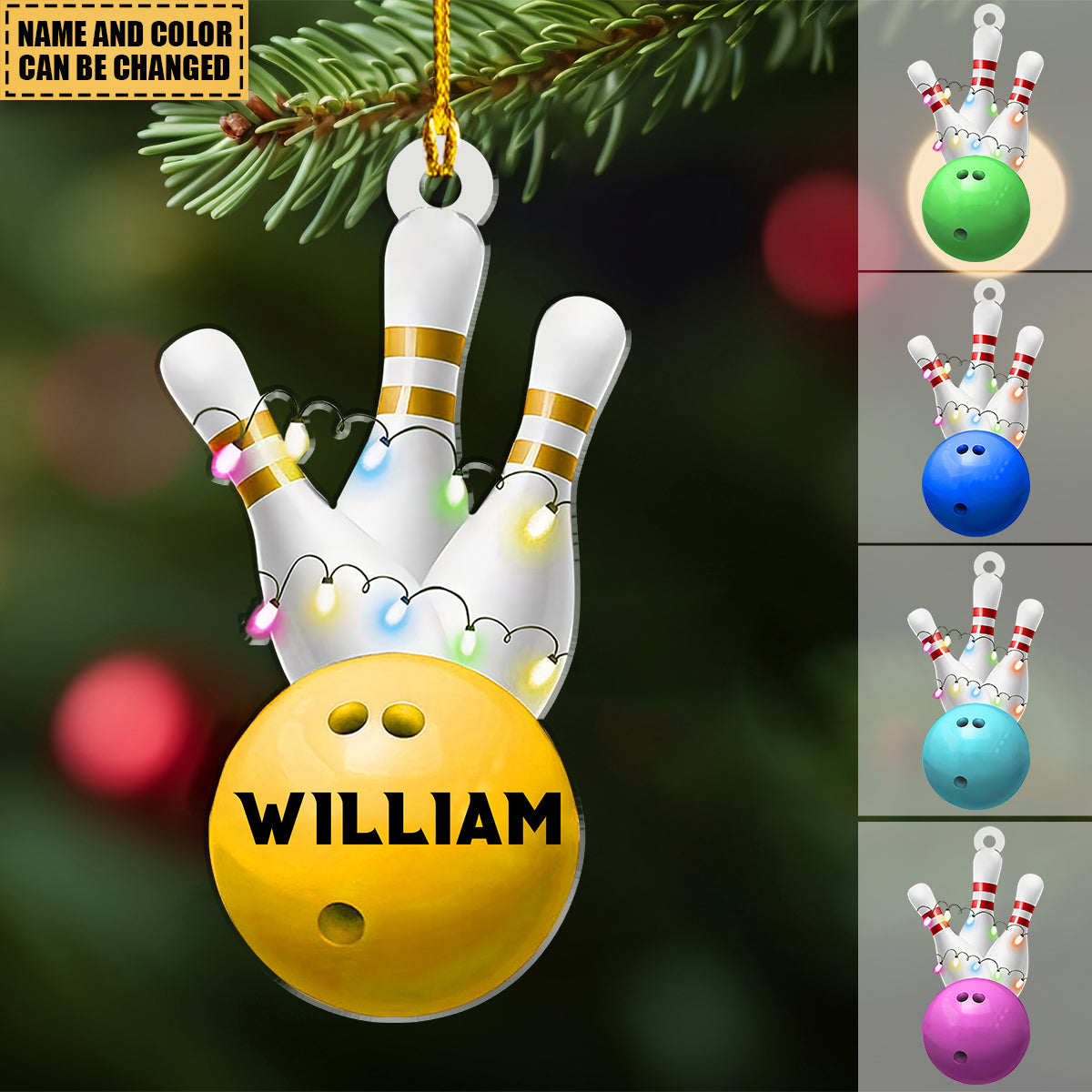 Personalized Bowling Ball Ornaments, Gifts Sports Christmas Ornaments, Gifts For Bowling Lover