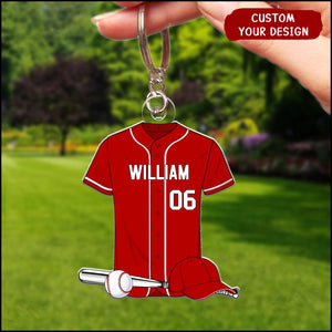 Baseball Shirt Personalized Acrylic Keychain, Gift For Son, Husband