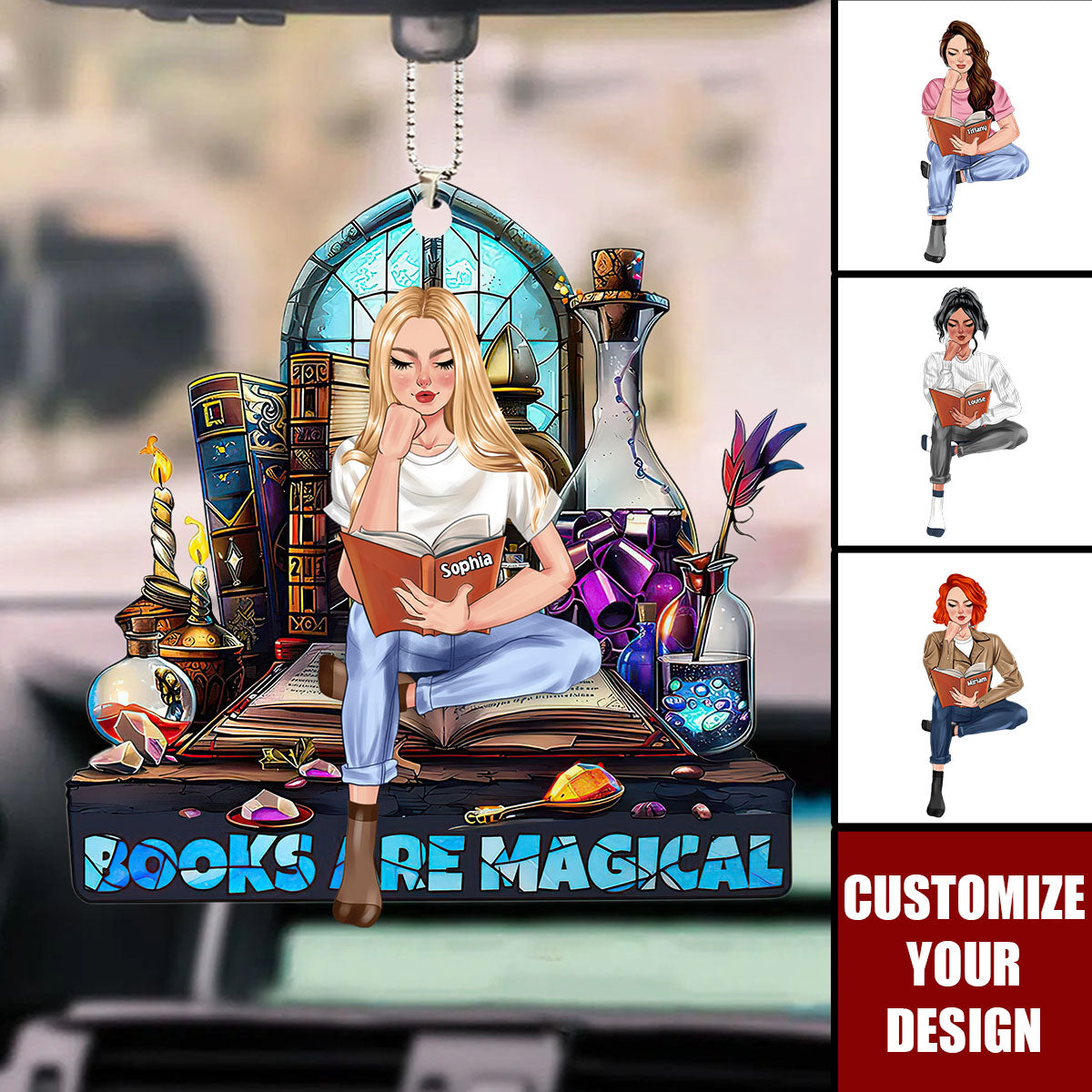 Reading Book Magical - Personalized Acrylic Car Ornament, Gift For Book Lover