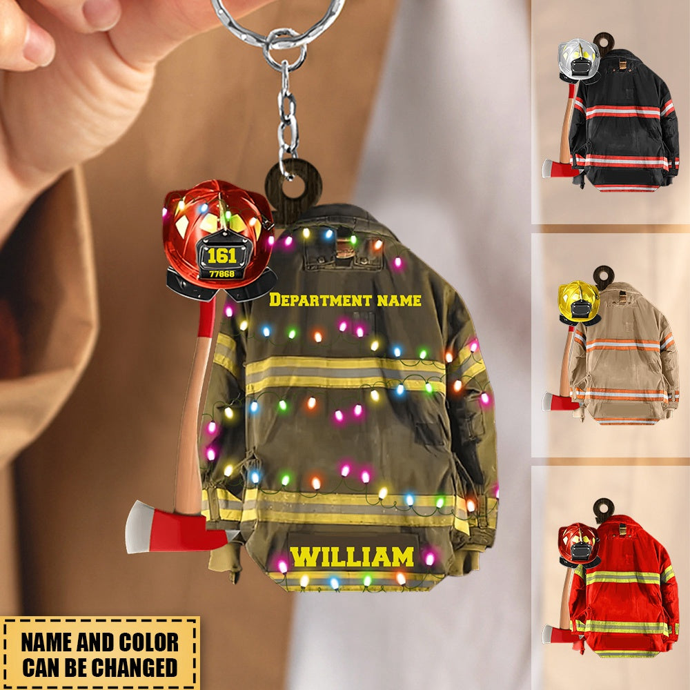 Firefighter Helmet Armor Personalized Keychain Gifts For Fireman