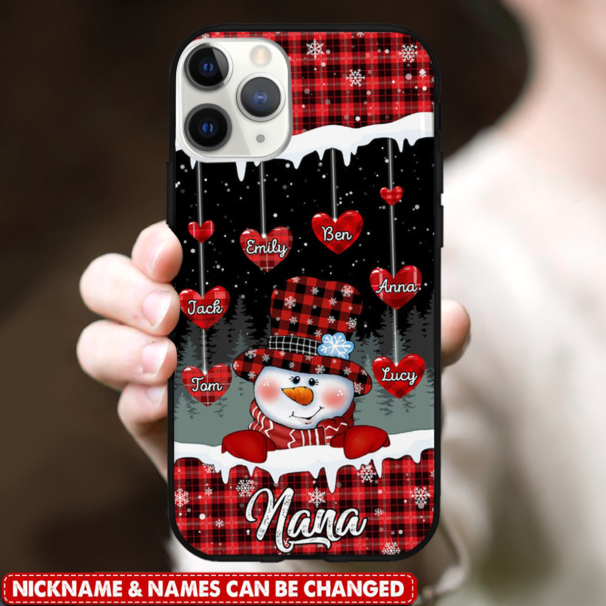 Christmas Night Snowman Nana Mom Little Heart Kids Personalized Phone Case