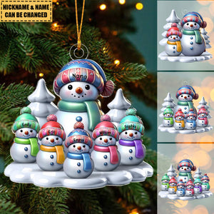 Winter Grandma & Grandkids Snowmen Christmas Personalized Acrylic Ornament