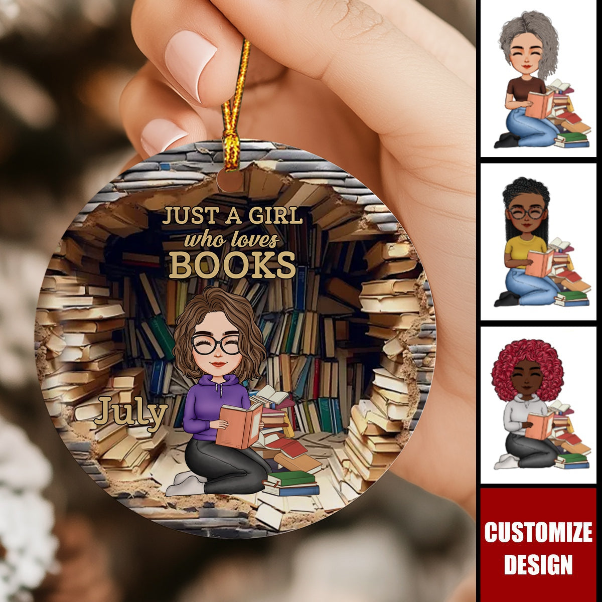 A Book A Day Keeps Reality Away - Personalized Ceramic Ornament - Christmas Gift For Book Lovers