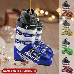 Winter Skiing Boots Personalized Christmas Ornament, Gift For Skiing Lovers