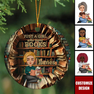 Books Are A Uniquely Portable Magic - Personalized Ceramic Ornament - Christmas Gift For Book Lovers