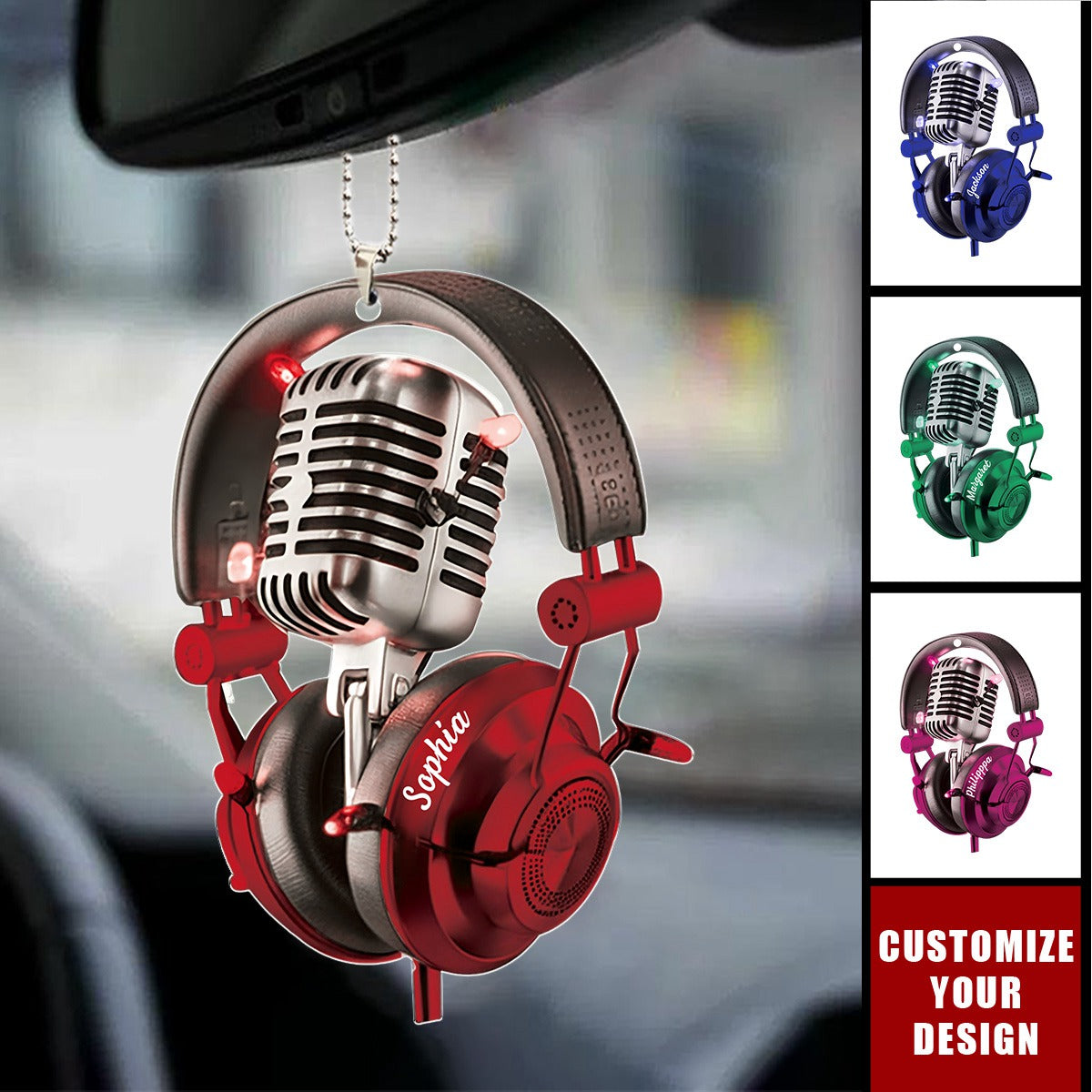 Microphone Radio - Personalized Acrylic Car Ornament, Gift For Music Lovers