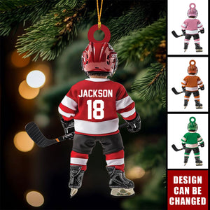 Personalized Kid Ice Hockey Ornament Hockey Player Gifts