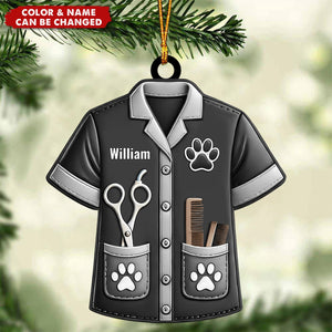 Personalized Pet Groomer Uniform Christmas Acrylic Ornament