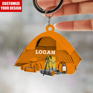 Camping Tent - Personalized Acrylic Keychain, Gift For Camper