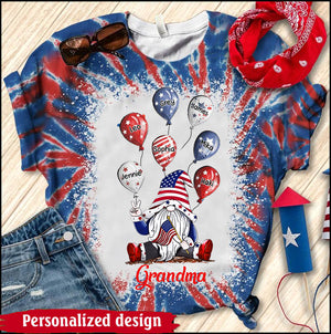 Grandma Mom Dwarf 4th Of July And Grandkids Balloons - Personalized 3D T-shirt