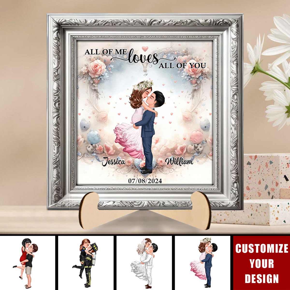 Anniversary Married Frame Effect Personalized Wooden Plaque