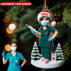 Personalized Nurse Acrylic Christmas Ornament, Gift for Nurse