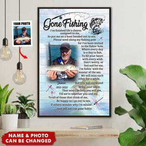 Personalized Canvas - Gift For Dad, Grandpa Memorial Fishing