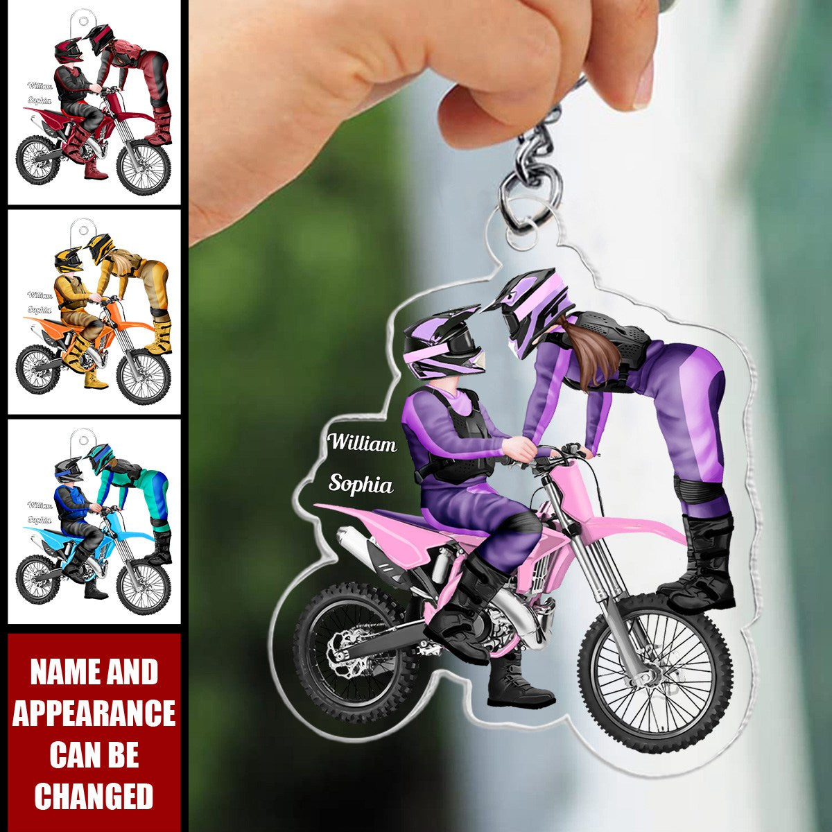 Motocross Couple - Personalized Gifts For Motocross Couple Keychain