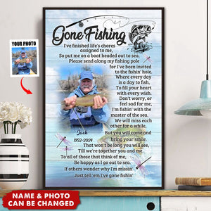 Personalized Canvas - Gift For Dad, Grandpa Memorial Fishing