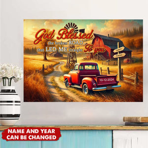 Personalized Gifts For Couple Canvas - God Blessed The Broken Road That Led Me Straight To You