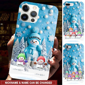 Christmas Blue Vibe Snowman Grandma Mom Colorful Kids Personalized Phone Case