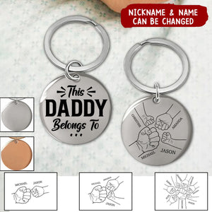 This Daddy Belongs To - Gift For Dad, Father, Grandpa - Personalized Keychain