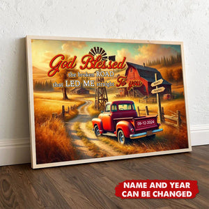 Personalized Gifts For Couple Canvas - God Blessed The Broken Road That Led Me Straight To You