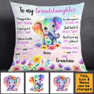 Personalized Gift For Daughter Granddaughter Elephant Pillow